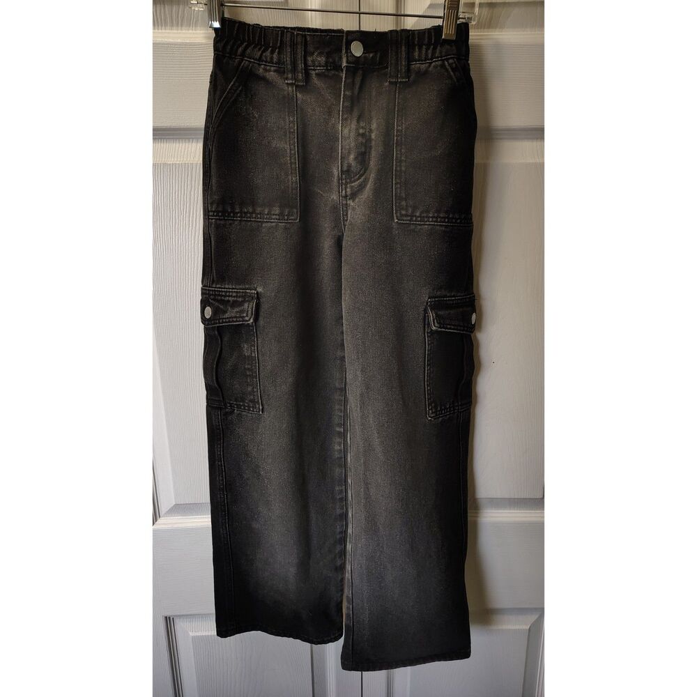 SHEIN Washed Black Denim Cargo Pants - Size XXS